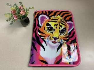 Lisa Frank Vtg 90s Leopard Cat Rainbow Zip Up Zipper Binder Organizer Note Book