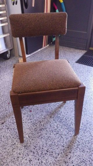 Vintage Singer Sewing Machine Cabinet Bench Seat Chair W/ Storage 1