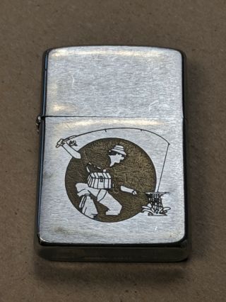 Vintage Zippo Lighter A Iv (1988) Fishing Logo Inlay