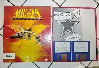 Mig - 29 Fulcrum Domark 1991 Vintage Ibm Pc Computer Game 3.  5 " Discs