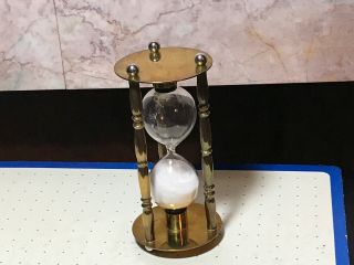 Vintage Brass Sand Timer Hour Glass 6” Nautical Decor Time Piece - G - 7