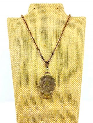 Antique Victorian Yellow Gold Filled Tri - Fold Locket With 10k Rose Gold Chain