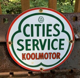 Vintage Cities Service Gasoline Porcelain Sign,  Gas Station,  Oil,  Pump Plate