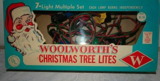 1950’s Christmas Tree Lites Light Set Woolworth’s Vintage Santa