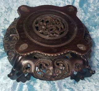 Antique Large Chinese Hardwood Vase Censer Incense Stand Pierced 19thc.  Fine.  A.  F