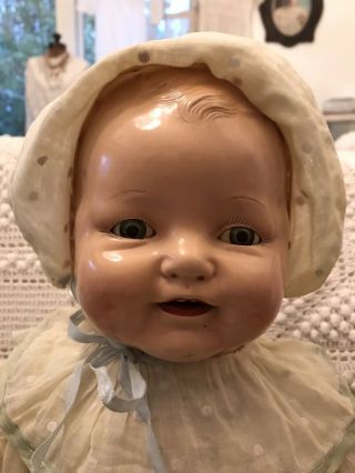 Antique E.  I.  H.  Horseman Baby Dimples Compsition Dolll.  Stunning Shape.  21”