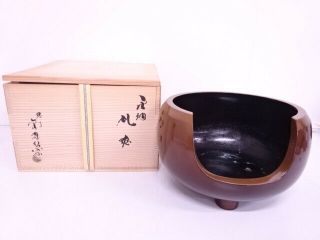 4100178: Japanese Tea Ceremony / Bronze Faceting Brazier By Shoei Kanamori