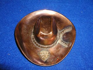 Metal Copper Look Texas Cowboy Hat Ashtray Trinket Souvenir