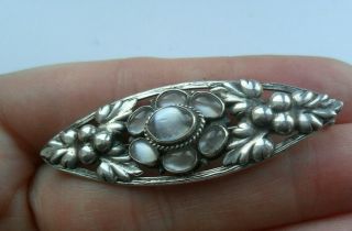 Vintage Antique Sterling Silver Moonstone Arts And Crafts Jewellery Old Brooch