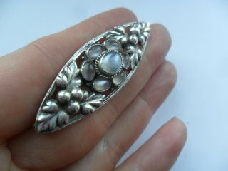 Vintage antique sterling silver moonstone arts and crafts jewellery old brooch 3
