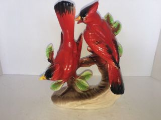Vintage Porcelain Cardinals On A Branch 7 1/2”