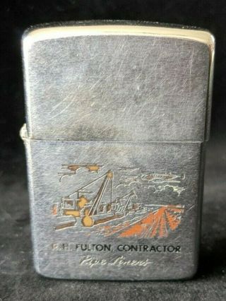1966 Zippo Lighter R.  H.  Fulton Contractor Pipe Liners Advertisement Chrome