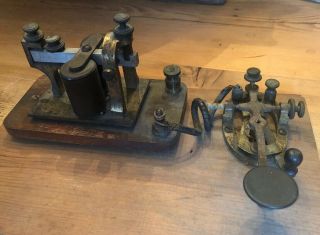 Antique Jh Bunnell Telegraph Key & Sounder J.  H.  Manhattan Morse Code