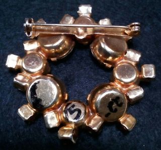 VTG Costume Jewelry Brooch Pin Gold Tone AB Aurora Borealis Rhinestones Prongs 3