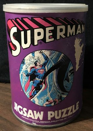 Vintage Superman Jigsaw Puzzle In Can 1974