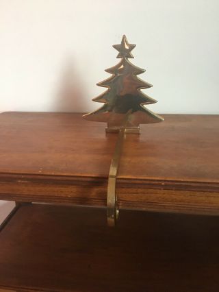 Vtg Stocking Hanger Holder Solid Brass Long Arm Christmas Tree India