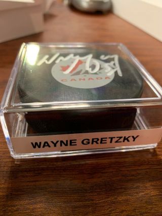 Wayne Gretzky Autographed Hand Signed Official Puck HOF Team Canada 2