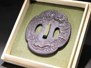 Mito - School Dragon Katana Tsuba 18 - 19thc Japanese Edo Antique For Koshirae