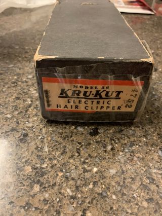 Vintage Kru Kut Metal Electric Hair Clippers Box John Oster Mfg.