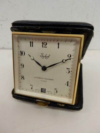 Vintage Imhof Travel Alarm Clock Swiss Wind Up