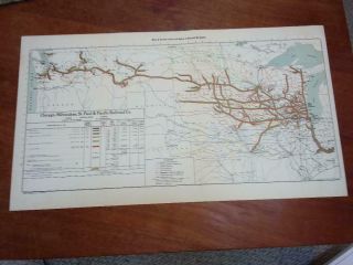 Vintage 1955 Chicago,  Milwaukee,  St.  Paul & Pacific Railroad Co.  Map
