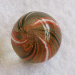 Antique Glass Marble German Handmade Orange Lattice Core 3/4 " Shooter Nrmint,