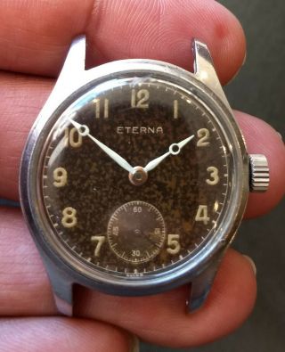 Vintage Eterna Black Tropical Dial Wristwatch.  Cal.  520.