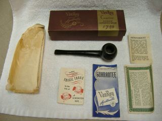 Vintage Van Roy Courier Estate Smoking Pipe With Papers Pouch And W/box
