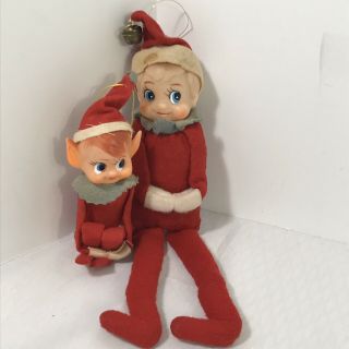 Christmas Pixie Elf Elves Knee Hugger Pointy Ears Set 2 Vintage Red Green