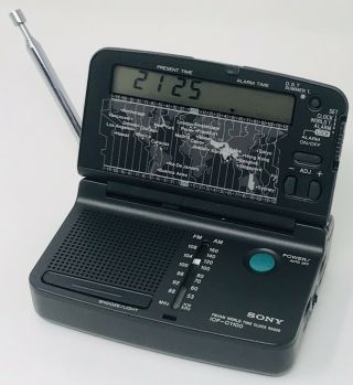 Vintage Sony Icf - C1100 - Travel Alarm Clock Radio Am/fm