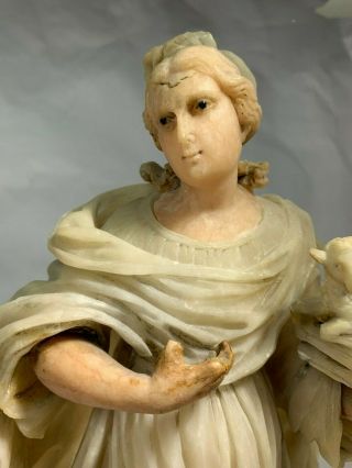 Antique 18th Century Carved Marble Statue of St.  Agnes of Rome From Wirtz Estate 2