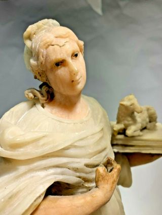 Antique 18th Century Carved Marble Statue of St.  Agnes of Rome From Wirtz Estate 3