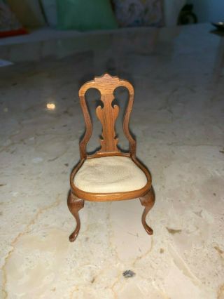 Miniature J Beals Antique Chair With Leather Seat Signed 1989