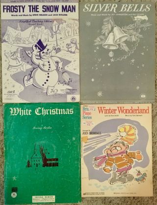 Vintage Christmas Sheet Music Frosty The Snowman Silver Bells Winter Wonderland