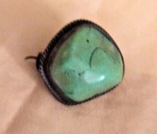 Vintage Navajo 925 Sterling Silver Turquoise 3/4 " Pin / Brooch 5.  5g