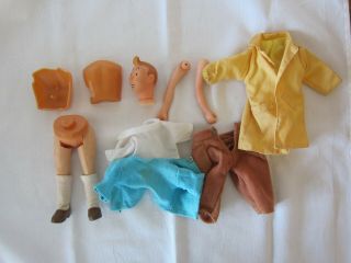 Vintage Articulated Plastic Tintin Doll (poupée) Or Repairs