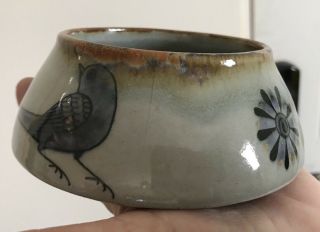 Vintage K.  E.  Ken Edwards 5 " Tonala Pottery Bowl,  Traditional Bird,  El Paloma