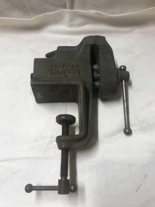 Vintage 2 " Jaw C.  M.  & T.  Co Bench Vise 41 - V - 98 Bench Clamp Army Green