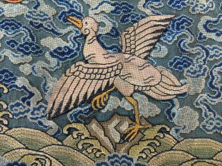 Antique Chinese 5th Rank Badge Silk Embroidery Silver Pheasant Qing Gauze 2