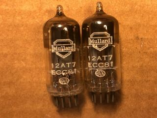 Pair Vintage 1956 Mullard 12at7 Tubes Shield Test Weak For Display