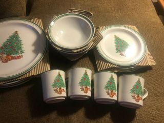 Vintage Christmas Anchor Dinnerware Holiday Magic,  16 Piece Place Setting