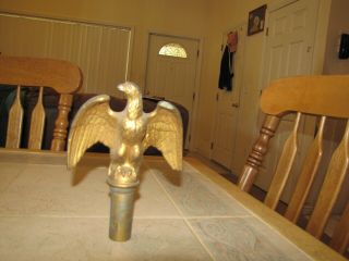 Vintage Us Federal Screw On/off Brass Eagle Flagpole Finial Topper Wings Spread
