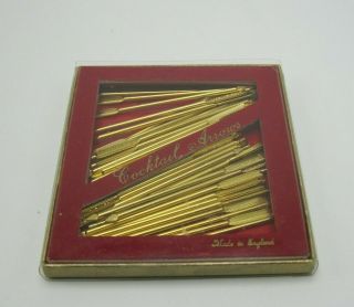 Vintage - (46) - Cocktail Picks Hors D ' oeuvres Gold Color Arrows Made in England 2