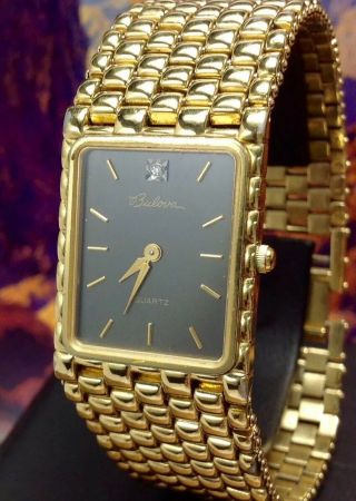 Vintage Bulova 5 Jewel Mens Quartz Watch With Box (e47)