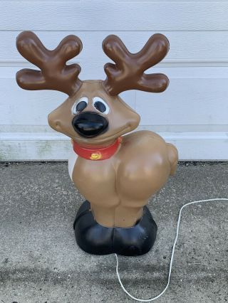 Vintage General Foam Blowmold Smiling Reindeer Christmas Yard Decor 27 "