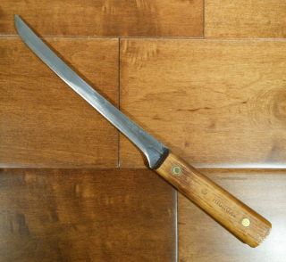 Vtg Old Hickory 7 - 1/2 " Carbon Steel Fillet/boning Knife Hickory Handle U.  S.  A.