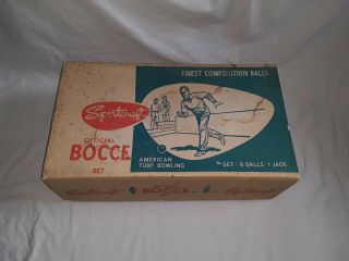 Vintage Sportcraft Bocce Ball Set W/ Box & Price Tag,  Made In Italy.