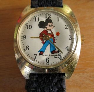 Vintage 1970 Mickey Mouse Swiss 1 Jewel Watch By Adorable Sales
