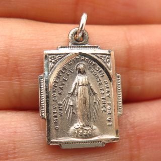 925 Sterling Silver Vintage Old Stock St.  Mary Miraculous Medal Charm Pendant