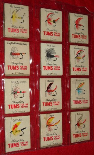 12 Vintage Tums Matchbooks W/ Fly Fishing Lure Advertising Themes,  3 Bonus